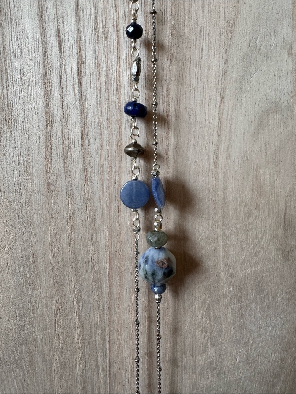 J. Jill Silver Chain Necklace with Blue Beads - Picture 2 of 3